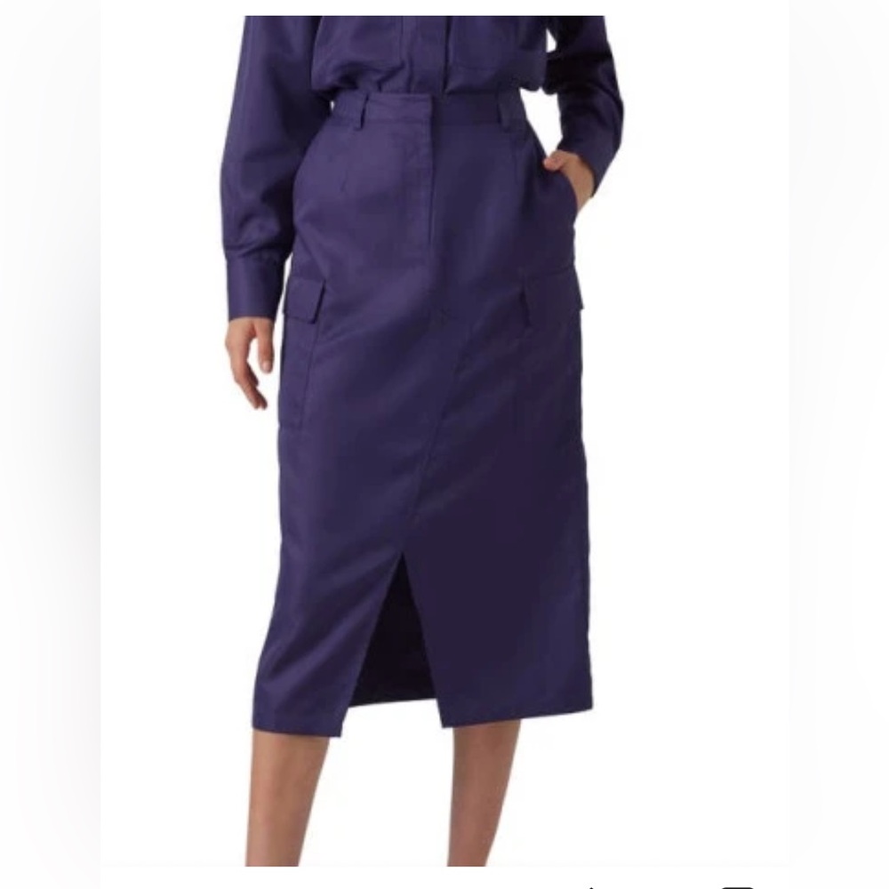Vero Moda,astral blue satin cargo skirt, with front pockets and center v-slit